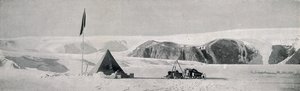 Couloir Cliffs, Granite Harbour, Showing the Camp Off the Piedmont Tongue, c1911, 1913