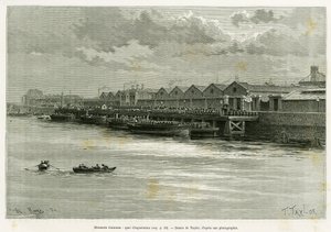 Guinnessin panimo, vientilaituri. Taylorin kaiverrus havainnollistamaan tarinaa Trois mois en Irlande, vuonna 1889, Marie Anne de Bovet, in le tour du monde 1890, ohjaaja Edouard Charton (1807-1890), Hachette, Paris. tekijältä T Taylor
