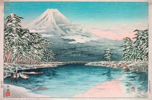 Fuji-vuori Tagonourasta katsottuna, luminen maisema