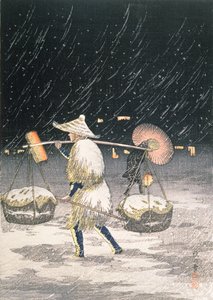 Yön lumi, noin 1930-luku (värillinen puupainatus) tekijältä Takahashi Hiroaki