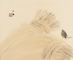 Puupalikkaprintti - Wren maissitähden päällä, 1800-luvun loppu - 1900-luvun alku tekijältä Takeuchi Seiko