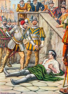 Francesco Ferrucin kuolema Gavinanan taistelun jälkeen 3. elokuuta 1530 tekijältä Tancredi Scarpelli