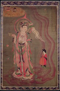 Bodhisattva, joka johtaa naisen puhtaaseen maahan, n. 851-900 (muste ja värit silkillä)