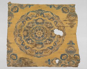 Tekstiili kukkamedalionilla, n.800 tekijältä Tang Dynasty Chinese School