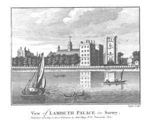 Näkymä Lambeth Palacesta Surreyssa, 1700-luvun lopulla tekijältä Taylor