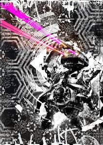 Laserrobotiikka, 2016 (kollaasi kankaalle) tekijältä Teis Albers