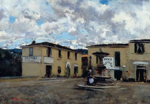 Settignanon aukio, noin 1889 (öljy kankaalle) tekijältä Telemaco Signorini