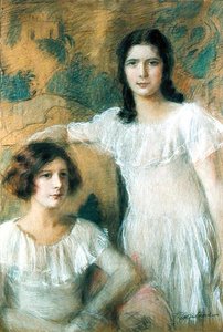 Kahden tytön muotokuva, n. 1910 (pastelli laivalla)