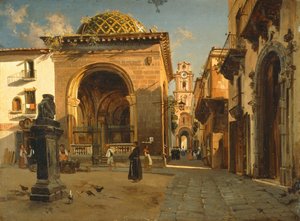 Sedil Dominova Loggia Sorrentossa, Teodoro Duclere, öljy kankaalle