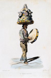 Tamburiinimies, kaiverrettu Giovanni Fusaro (1803-1894) Teodoro Ducleren (1816-1867) piirustuksesta. Italia