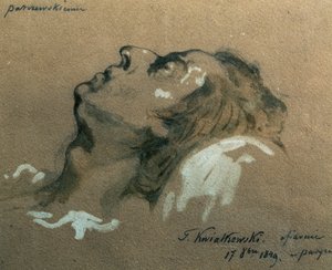 Puolalainen säveltäjä ja pianisti Frederic Chopin (1810-1840) kuolinvuoteellaan, luonnos Teofil Kwiatkowski (1809-1891) tekijältä Teofil Kwiatkowski