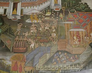 Yksityiskohta Phitsanulokin kaupungista, Wat Bowonniwet Viharasta, Bangkokista tekijältä Thai School