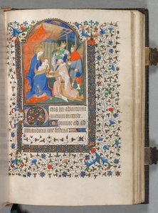 Tuntikirja Parisin käyttö: Fol. 67r, Adoration of the Magi, n. 1420.