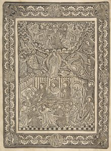 Neitsyen kuolema, taivaaseenotto ja kruunaus, n. 1470-85. tekijältä The Master of the Mountainlike Clouds