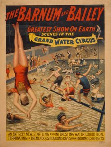 Barnum & Bailey maailman suurin show. Kohtauksia suuressa vesisirkuksessa, c. 1895 tekijältä The Strobridge Lithographing Company