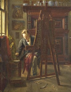 Taiteilija George Jan Hendrik Poggenbeek studiossaan tekijältä Theo Hanrath