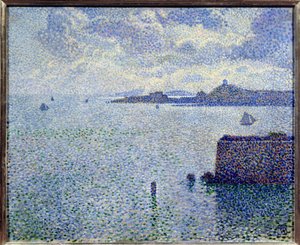 Purjeveneet ja suistoalue. Theodore Van Rysselberghen (1862-1926) maalaus, Bel. tekijältä Théo van Rysselberghe