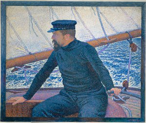 Signac sur son bateau (öljy kankaalle) tekijältä Theo van Rysselberghe