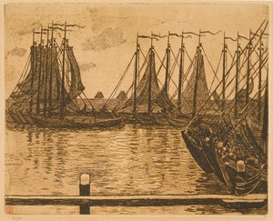 Volendam (Alankomaat), veneitä redillä tekijältä Théo van Rysselberghe