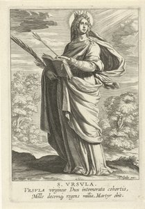 Pyhä Ursula S. Vrsvla (otsikko esineessä) Feminine heiligen (sarjan nimi) Mirror Illuminated Virgin (sarjan nimi)