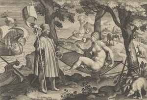 New Inventions of Modern Times [Nova Reperta], The Discovery of America, levy 1, n. ..., n. 1600.