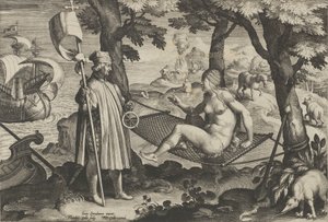 New Inventions of Modern Times [Nova Reperta], The Discovery of America, levy 1, n. ..., n. 1600.
