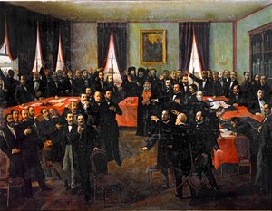 Romanian ruhtinaskuntien liiton julistus ... (maalaus kankaalle) tekijältä Theodor Aman