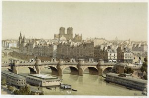 Ile de la Cite ja Pont Neuf Pariisissa tekijältä Theodor Josef Hubert Hoffbauer