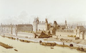 Louvre ja Hôtel du Petit-Bourbon vuonna 1622 Ludvig XIII:n hallituskaudella, 1885
