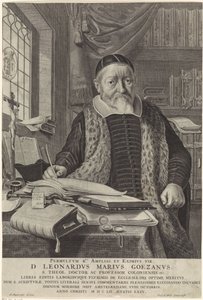 Leonard Marius van der Goesin muotokuva työhuoneessa tekijältä Theodor Matham