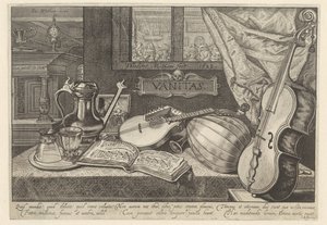 Vanitas asetelma soittimien kanssa