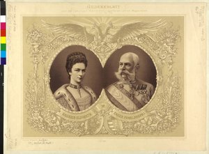 Itävallan keisari perheen kanssa Muistopaperi 40-vuotishääjuhlasta hänen majesteettinsa 24. toukokuuta. huhtikuuta 1854 1894