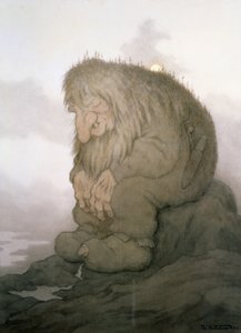 Trolli, joka ihmettelee kuinka vanha hän on tekijältä Theodor Kittelsen