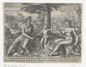 Bellenblazend jongetje Aateliston ja tiedon arvoisen yhteisen tunnusmerkit.../ Stam und Wapenbuchlein... (sarjan nimi) tekijältä Theodor de Bry (attributed to)