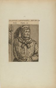 Araovsti Satovriona, L/Floridan kuningas. Luku. 150 (kirjasta Les Vrais Pourtraits et Vies des Hommes Illustres). tekijältä Theodor de Bry