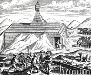 Karhun leikkaaminen pohjoisnavalla, n. 1600 (kaiverrus) tekijältä Theodor de Bry