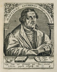 LUTHER, Martin (1483-1546). Saksalainen uskonnollinen uudistaja. Kaiverrus. ESPANJA. MADRID (AUTONOMOUS YHTEISÖ). Madrid. Kansalliskirjasto tekijältä Theodor de Bry