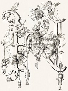 N - El sabio Natham - T. de Bryn aakkoset (uusi taiteellinen aakkoset) tekijältä Theodor de Bry