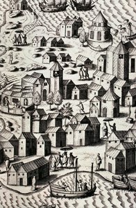 Macaon satama Kiinassa tekijältä Theodor de Bry