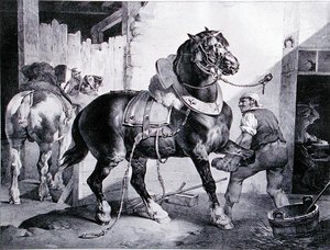 The Forge (litho) tekijältä Theodore (after) Gericault