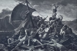 Medusan lautta (litho) tekijältä Theodore (after) Gericault