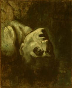 Hukkuneen miehen pää, noin 1819 (öljy paperille ja kankaalle kiinnitettynä). tekijältä Theodore (circle of) Gericault