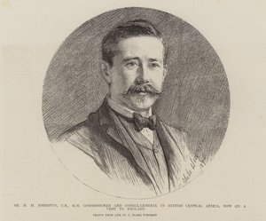H. H. Johnston, Britannian Keski-Afrikan komissaari ja pääkonsuli, joka on nyt vierailulla Englannissa. tekijältä Theodore Blake Wirgman