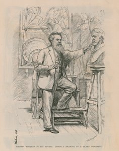 Kuvanveistäjä Thomas Woolner työskentelee studiossaan tekijältä Theodore Blake Wirgman