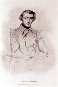 Alexis de Tocquevillen muotokuva. Chasseriaun litografia. 1800-luku. tekijältä Théodore Chassériau
