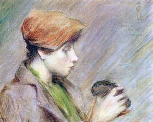 Suzanne Hoschedé kanin kanssa, 1891 tekijältä Theodore Earl Butler