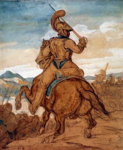 Carabinier tai cuirassier hevosen selässä Vesiväri, guassi, pesu Theodore Gericault (1791-1824) 1800-luvun su. 0,25x0,22 m Pariisi, Louvre-museo tekijältä Theodore Gericault