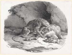 Leijonan syömä hevonen (A Horse Being Devoured by a Lion) tekijältä Theodore Gericault
