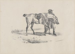 Hevonen, jota kävelytetään ennen kilpailua (A Horse Being Walked Before the Race) tekijältä Theodore Gericault
