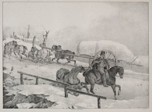 Neljä erilaista aihetta: Vaunut kiipeävät kukkulalle tekijältä Theodore Gericault